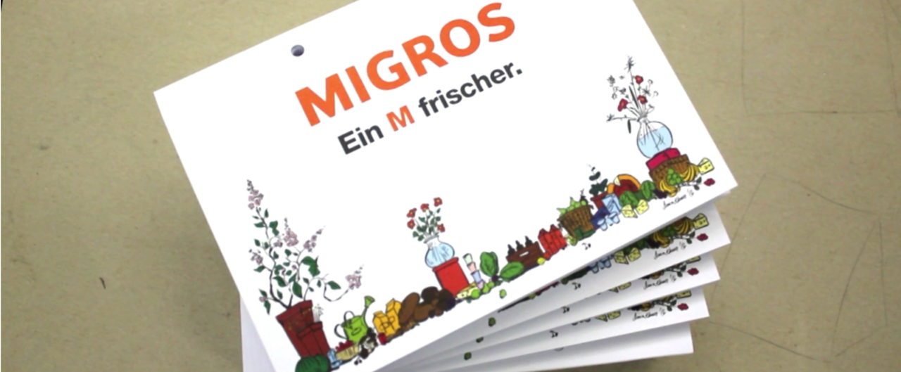 Migros, Ein M frischer - Illustration Tanner Druck AG